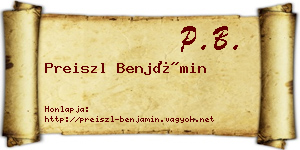 Preiszl Benjámin névjegykártya
